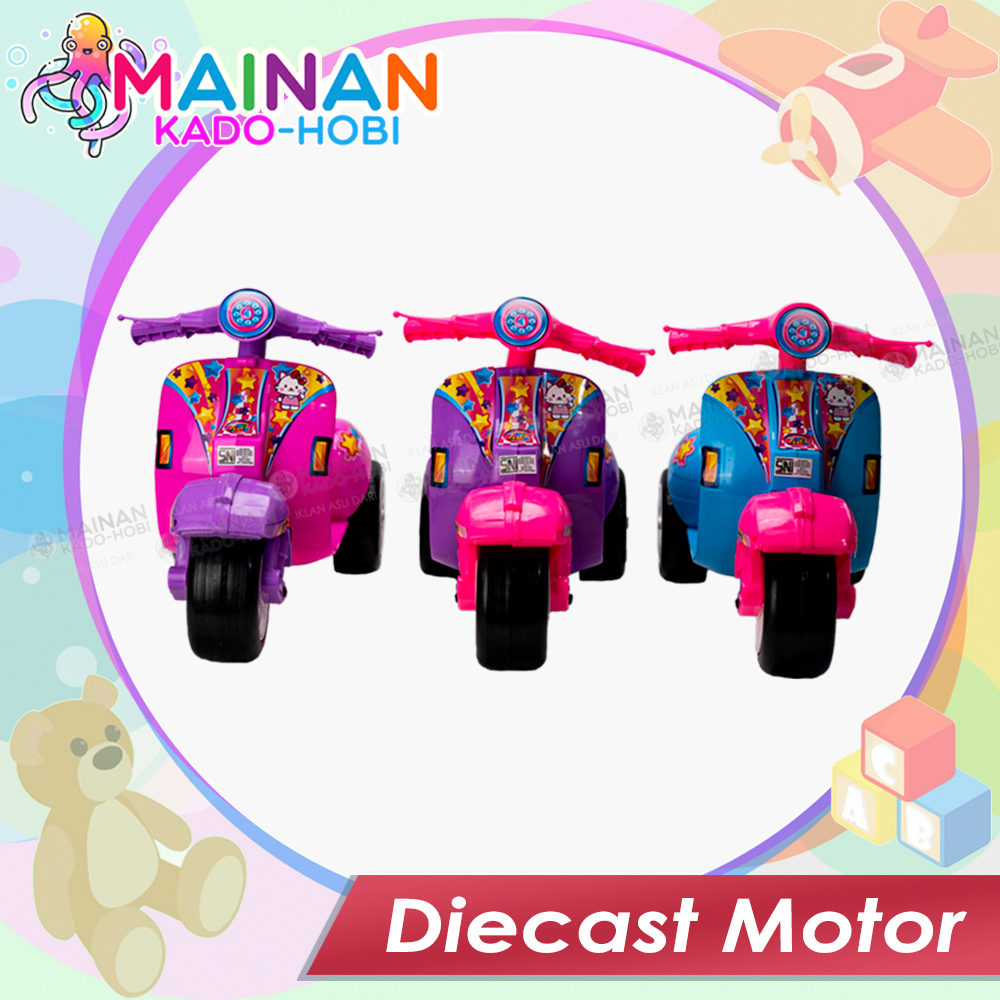 KADO ULANG TAHUN MAINAN DIECAST MOTOR ANAK VESPA KARAKTER LUCU