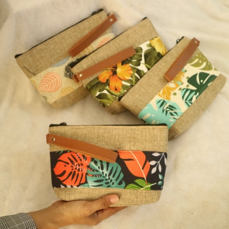 Pouch Kanvas Kembung Premium / Clutch Goni Sintetis / Pouch Kosmetik / Souvenir