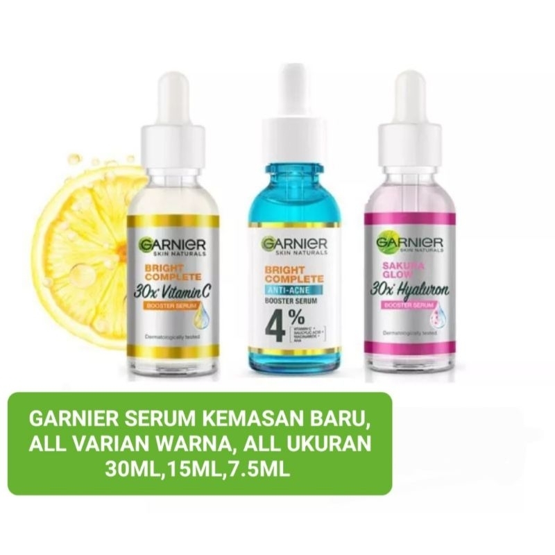 GARNIER BOOSTER SERUM BRIGHT COMPLETE vitamin c botol 30ml&amp;15ml SAC 7.5GR