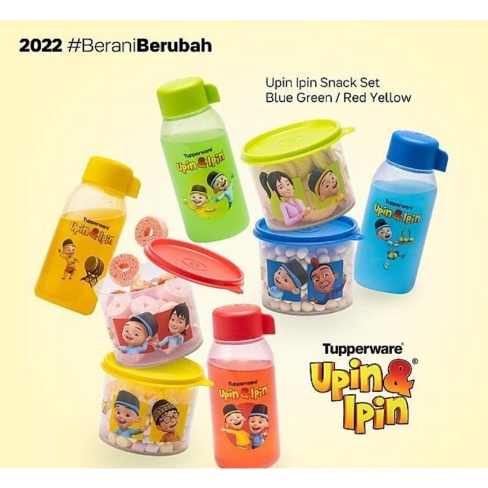 Upin Ipin Snack Set - Paket Botol Minum Plus Canister Bergambar Upin Dan Ipin Original