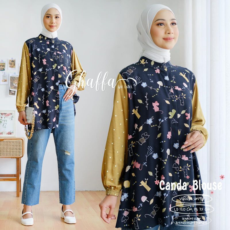 CANDA BLOUSE BY GHAFFA THE LABEL / BLOUSE MOTIF MUSLIMAH / Atasan rayon viscose LD 120