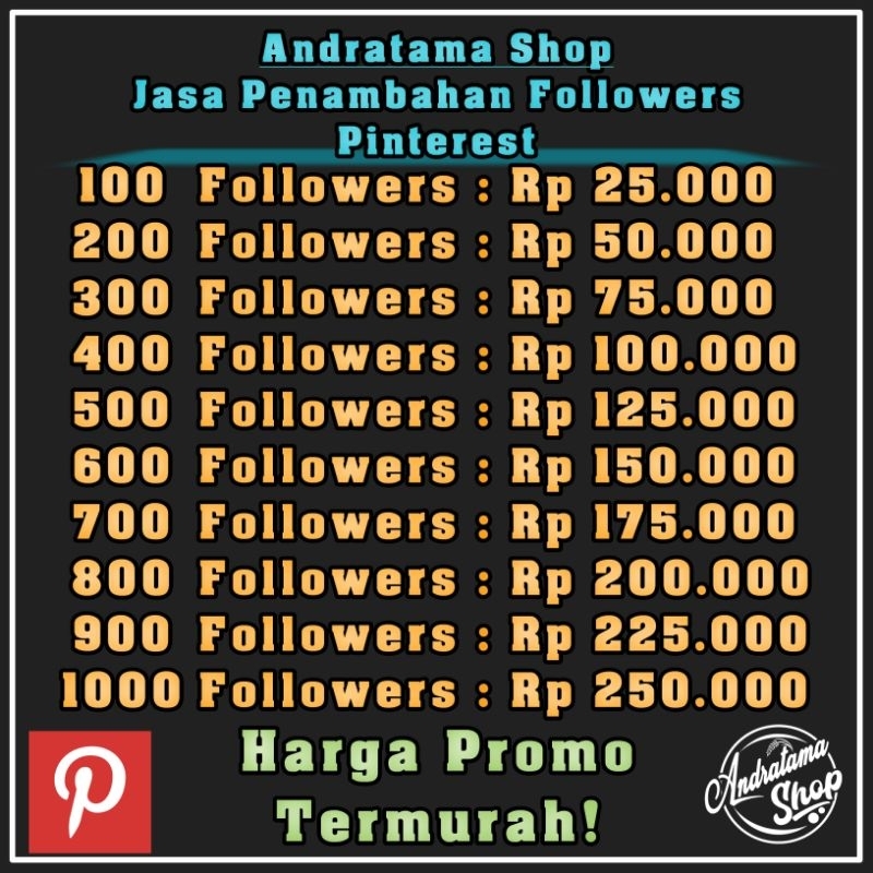 100 Followers Pinterest | Jasa Tambah Followers Pinterest