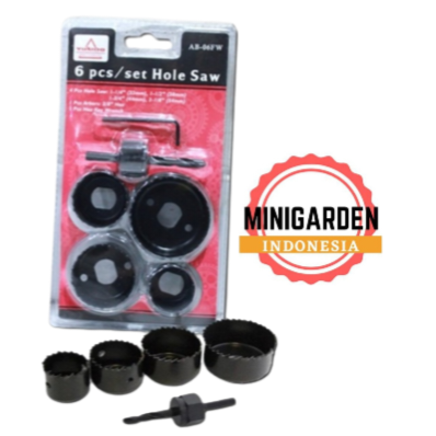 HOLESAW 6 PCS mata bor hidroponik Hole Saw 6 Pcs Pelubang Kayu Set Kit 32 mm - 54 mm carbon steel