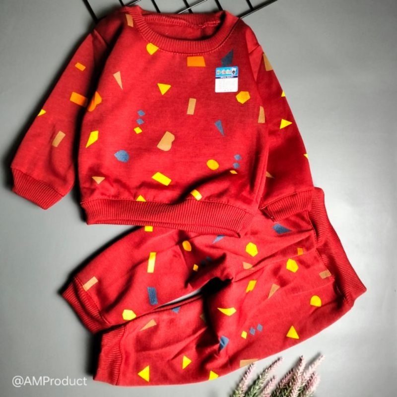 set sweater bayi fleece 3-12 bulan motif shape