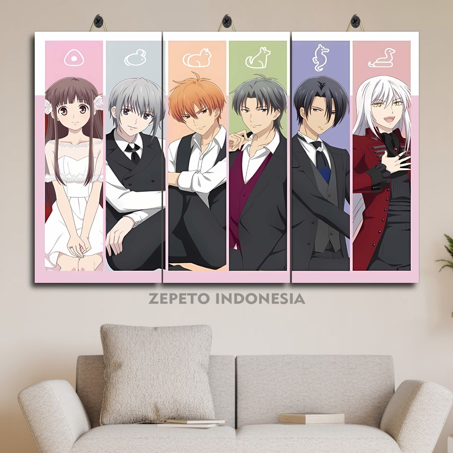 HIASAN DINDING ANIME KARAKTER FRUITS BASKET 45X30 MULTI PANEL | DEKORASI DINDING ANIME TOHRU HONDA |