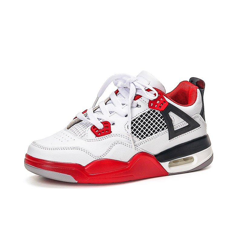 Sepatu Olahraga Sepatu Basket AJ 4 Retr0 og FIRE RED WHITE PREMIUM