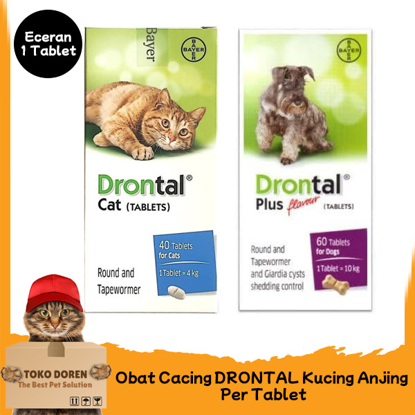 Obat cacing DRONTAL Kucing Anjing Per tablet / drontal cat / drontal dog