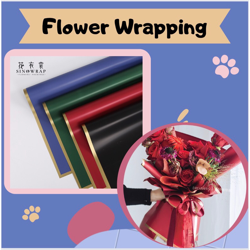 

FLOWER WRAPPING LIST GOLD SOLID KERTAS BUNGA HAND BOUQUET SOLID CELLOPHANE GOLD LINE
