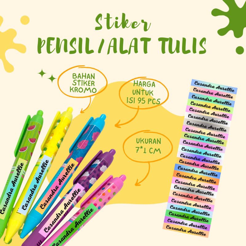 

95pcs stiker pulpen alat tulis