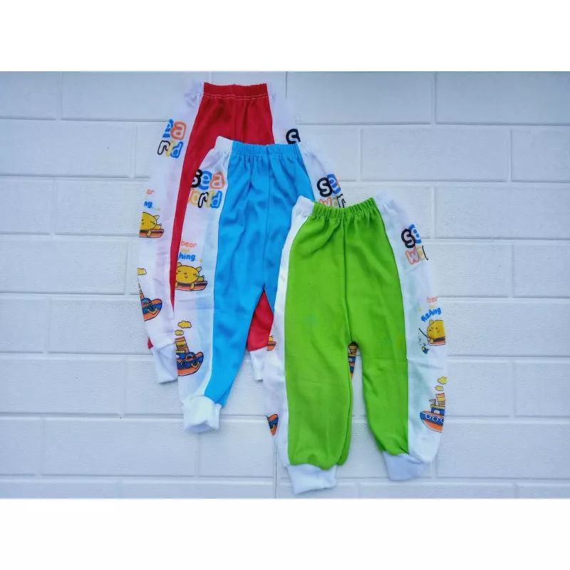12 PCS Celana Panjang Bayi Strip Usia 0-12 Bulan