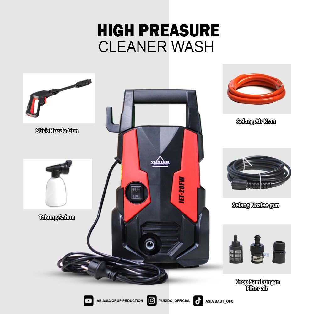 YUKIDO Jet Cleaner Listrik Mesin Cuci Mobil Motor Steam