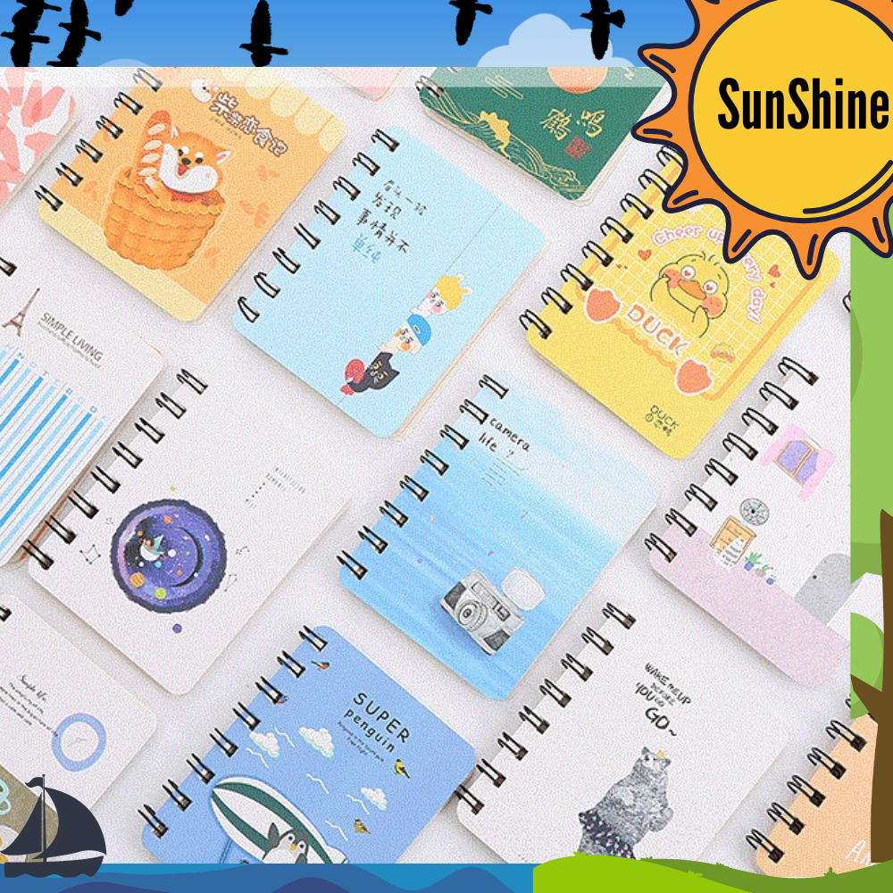 

✨ Sunshine Fancy ✨ RANDOM Buku Memo Spiral A7 Kecil 80 Lembar Beragam Motif B0040