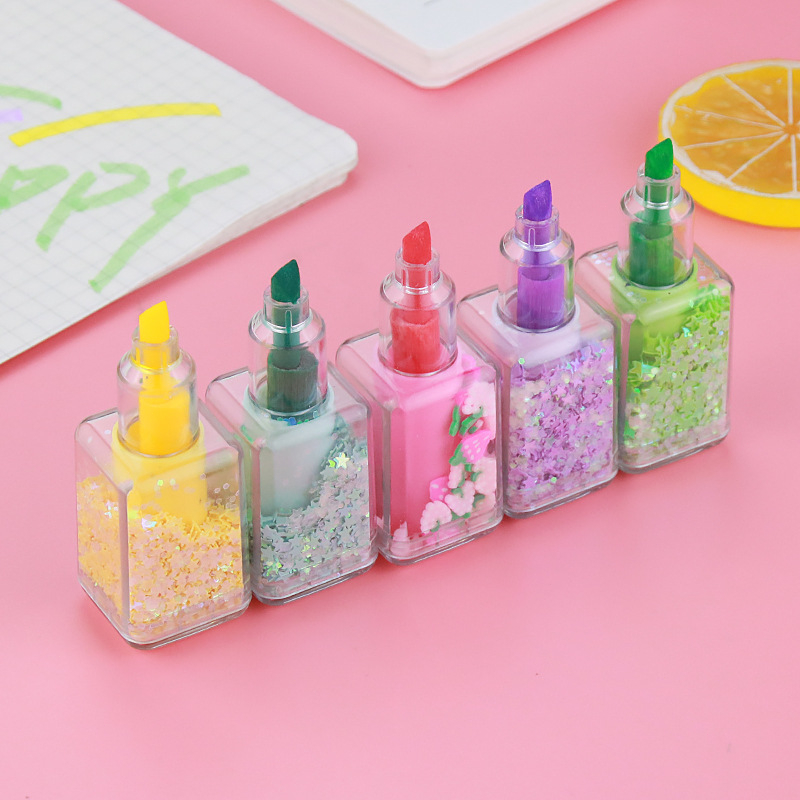 

stabilo mini lucu/spidol warna penyorot pena kreatif/highlighter pastel colour pen journal marker pen gaya cat kuku berkilauan alat tulis kreatif-GS