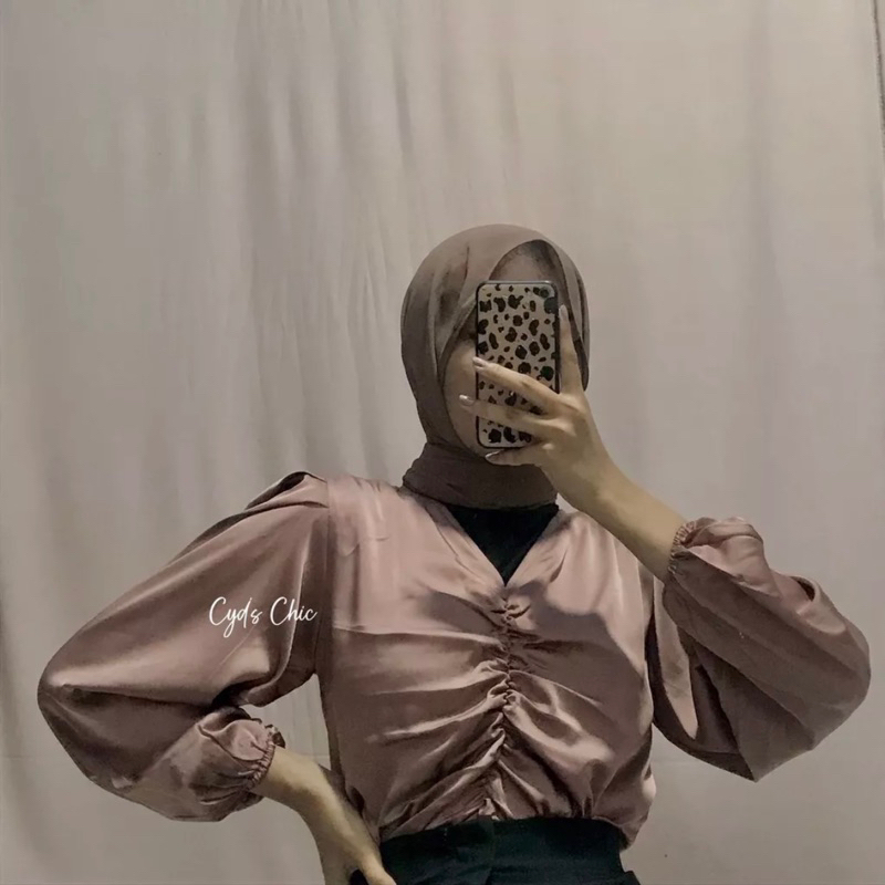 SHENNA BLOUSE SATIN - Cirebon Cloth | BLOUSE KERUT