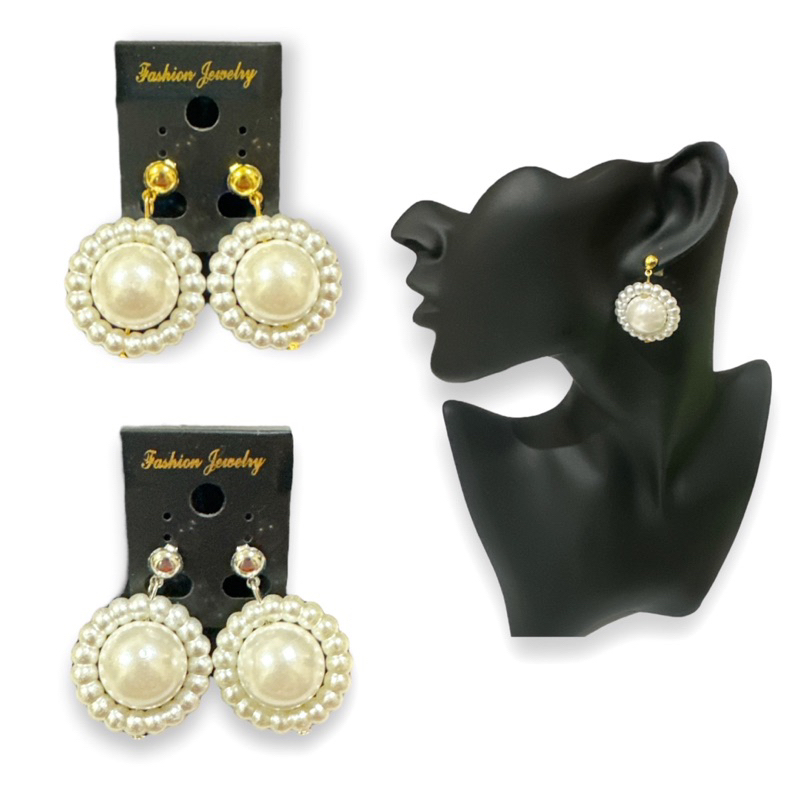 Gian Pearl Stud Statement Earrings Anting Tusuk Mutiara