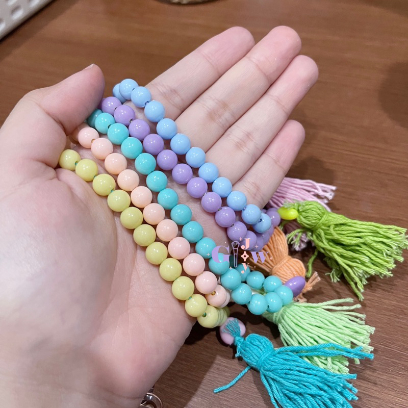 A451-A455 TASBIH PASTEL fashion muslim mukena perlengkapan set sholat solat tasbeh sajadah pray praying prayer islam islamic 33 ganjil peach yellow pink blue baby white ungu