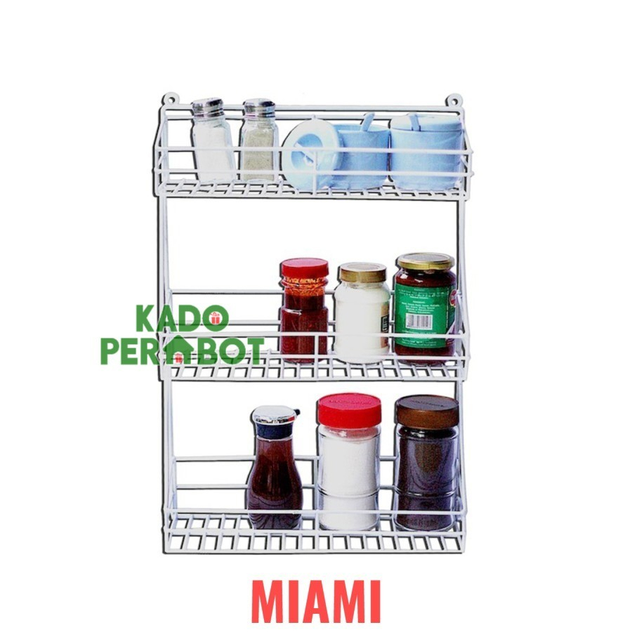 Rak Gantung Kawat MIAMI-Rak Bumbu 3 Susun-Rak Gantung Serbaguna