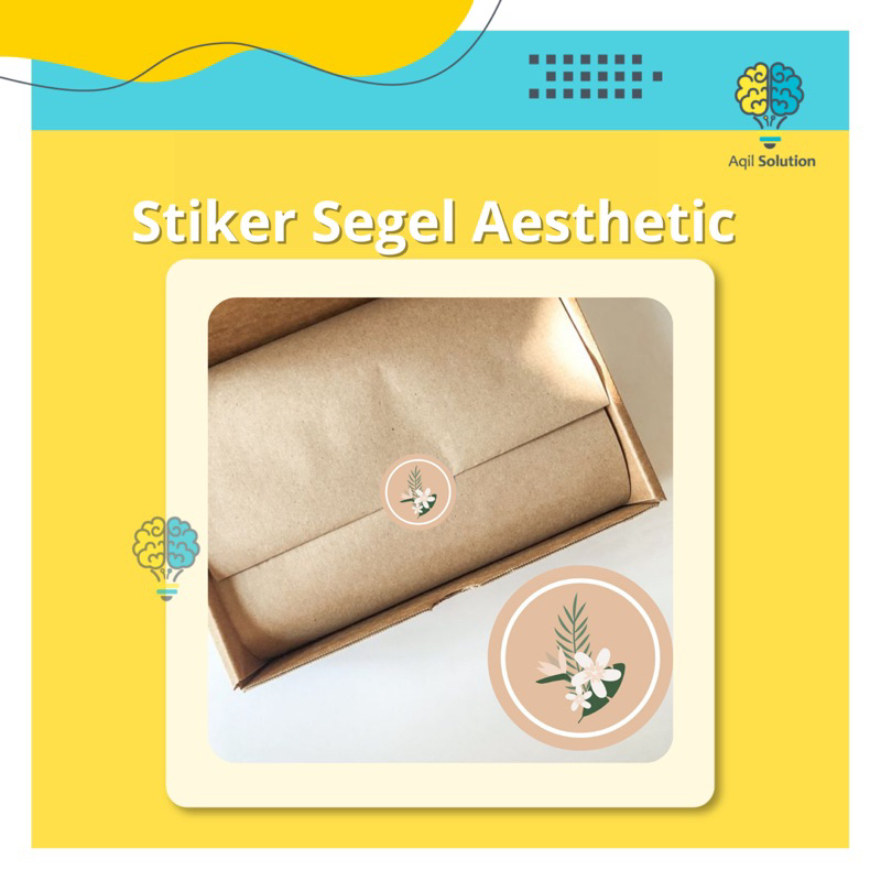 (1pak = 50 pcs) Stiker Segel bulat Aesthetik, Stiker Segel Kertas Tisu packaging, Stiker Segel Dus, Stiker unik cantik untuk hiasan hampers dan paket