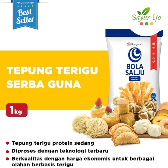 

Tepung Terigu Serbaguna Bola Salju Bungasari 1 Kg / Pack Cake & Berbagai Olahan Premium Flour Instant