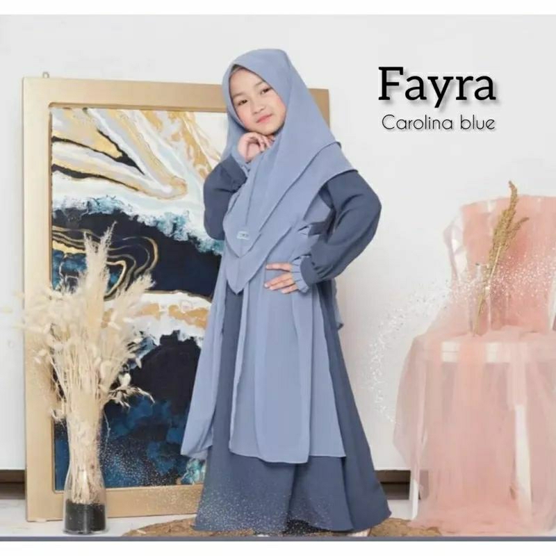 Fayra kids set khimar gamis anak usia 6-7-8-9-10-11 tahun