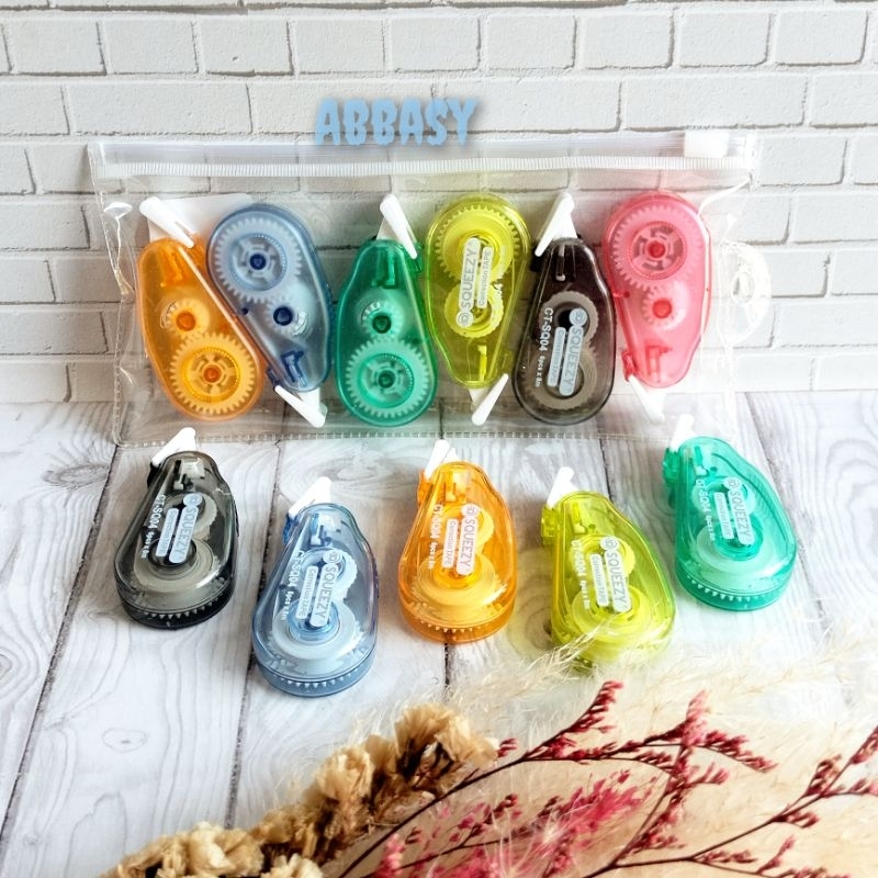 

tipe x kertas Corection tape SQUEEZY 1 sheet isi 6 Pcs 24 meter