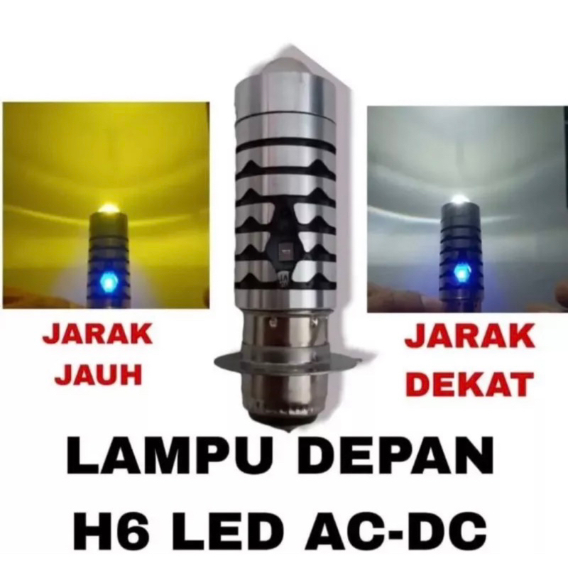 Lampu LED H6 LASER Hi Lo Beam 2 Warna AC DC Bebek Matic Universal TERMURAH