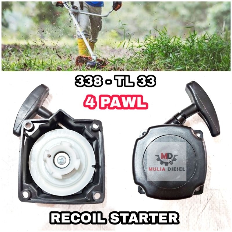 Recoil Starter Engkol Tarik Mesin Potong Rumput TL33 338 4 Lubang 2 Kaki 4 Kaki Pawl Bor Tanah