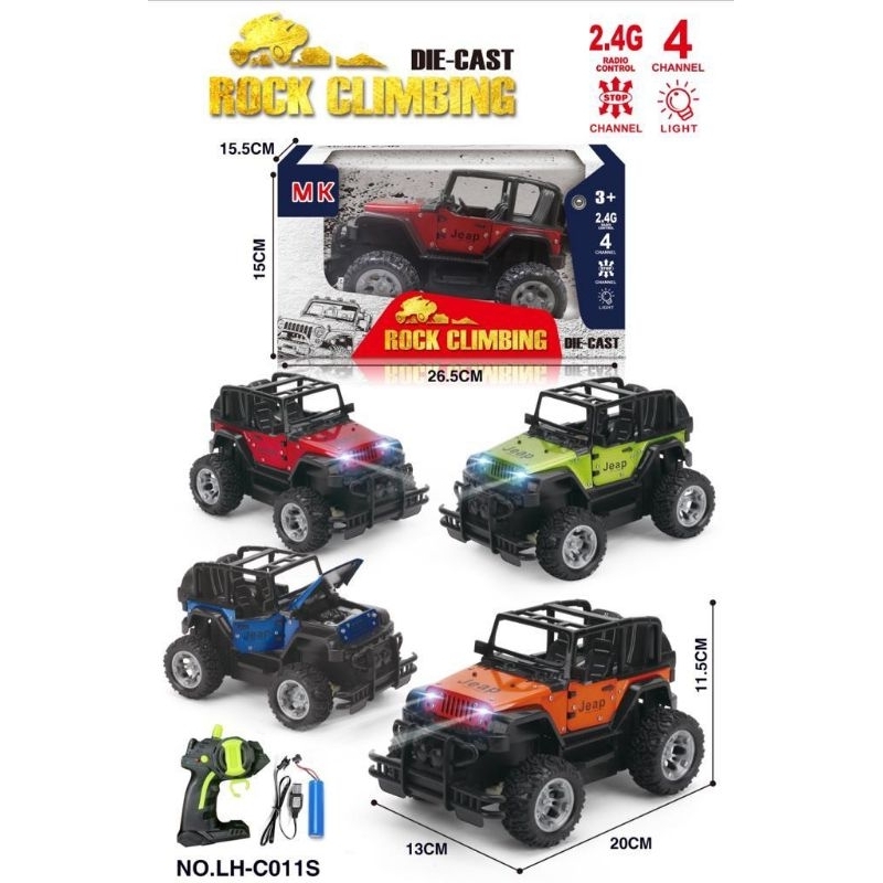 MAINAN ANAK MOBIL REMOTE CONTROL MOBIL RC JEEP / RUBICON CLIMBING METAL ALLOY DIE-CAST