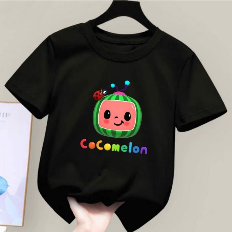 Dunia.Oblong Kaos Anak Unisex Cowok/Cewek Gambar Coco Melon Baju Oblong Anak Perempuan Kaos Distro Anak Laki Laki Usia 2 Sampai 10 Tahun Baju Anak Anak