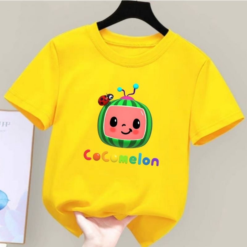 Dunia.Oblong Kaos Anak Unisex Cowok/Cewek Gambar Coco Melon Baju Oblong Anak Perempuan Kaos Distro Anak Laki Laki Usia 2 Sampai 10 Tahun Baju Anak Anak