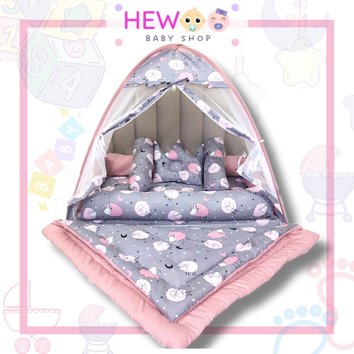 KASUR BAYI KELAMBU SET LENGKAP BEDCOVER MOTIF TERBARU TERMURAH