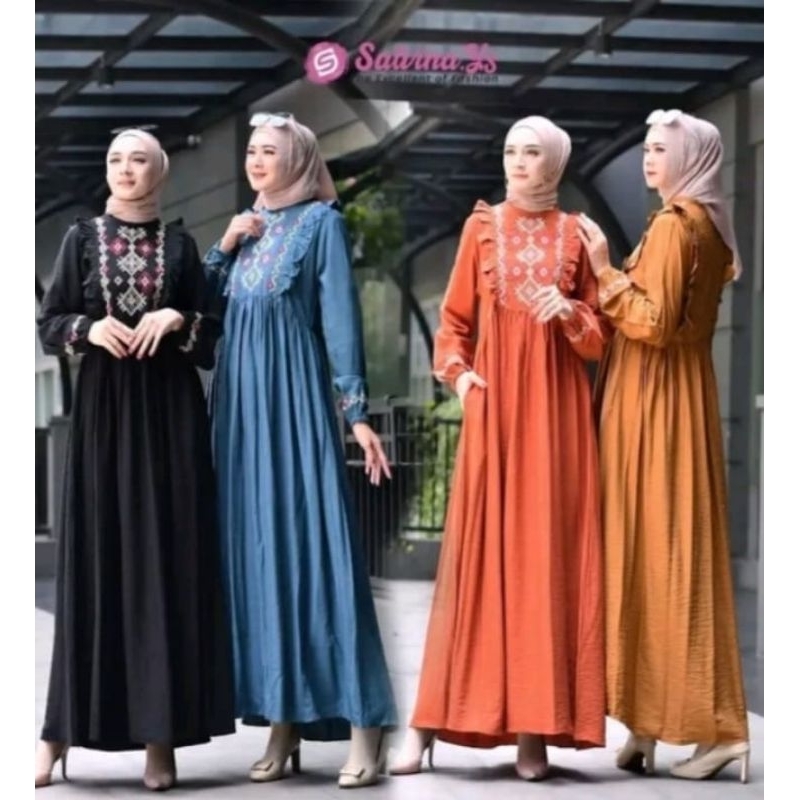 GAMIS BORDIR BUNGA ORY SALVINA.YS/GAMIS SALVINA.YS/DESS BORDIR BUNGA MATAHARI ORY SALVINA.YS/GAMIS S