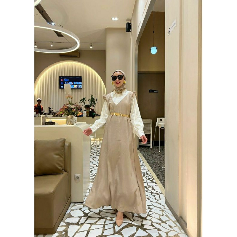 Audrey Maxy #2, GAMIS WANITA MUSLIM CANTIK MODIS FIT XXL LD 114 BAHAN LINEN POLO IMPORT KANCING BUSUI TERMURAH TERLARIS OOTD KEKINIAN