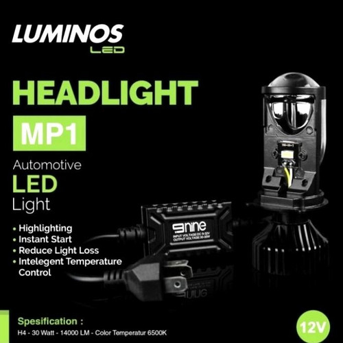 LAMPU UTAMA LED H4 LUMINOS MP1 PROYEKTOR MOBIL AVANZA-XENIA-AGYA-AYLA-CALYA-SIGRA-JAZZ-FREED-RUSH OL
