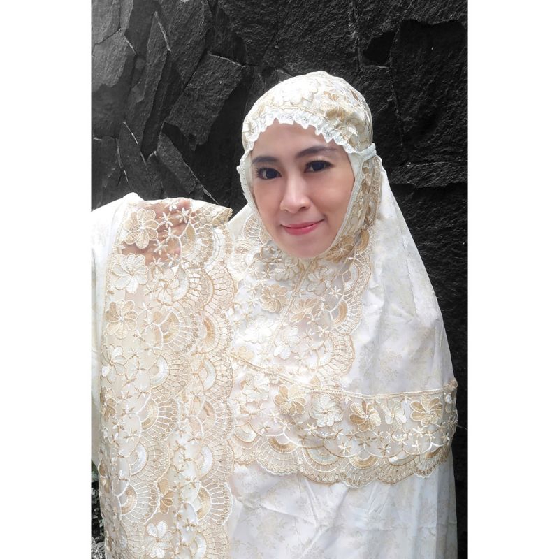Mukena Katun Foil Prada Mix Renda Tile Floral Asyfa