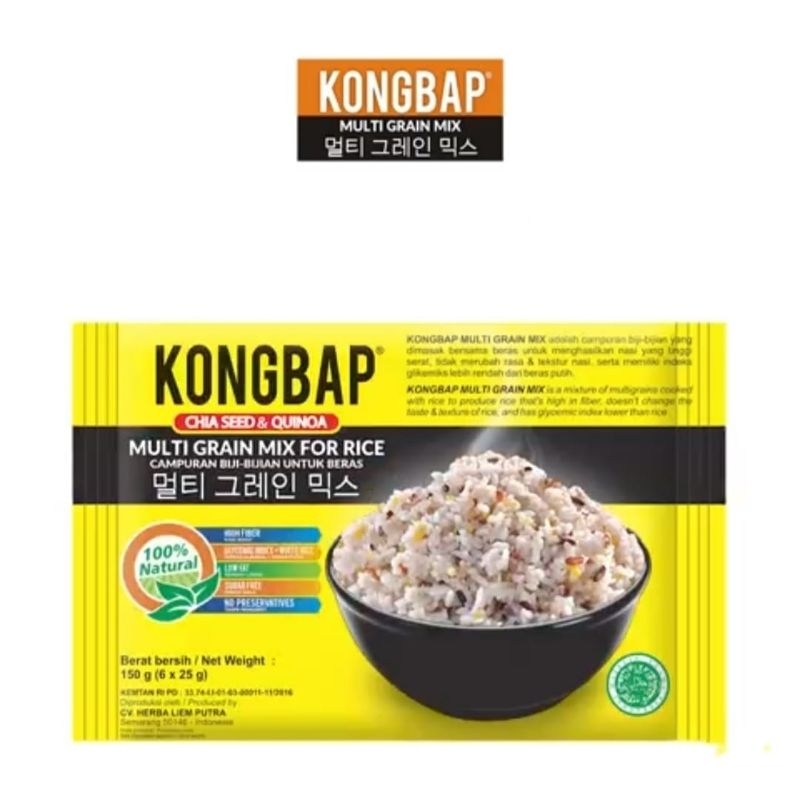 

KONGBAP Multigrain Mix CHIASEED & QIUNOA150 gr - KONG BAP pack Kuning ( 6 sachet @ 25 gr )