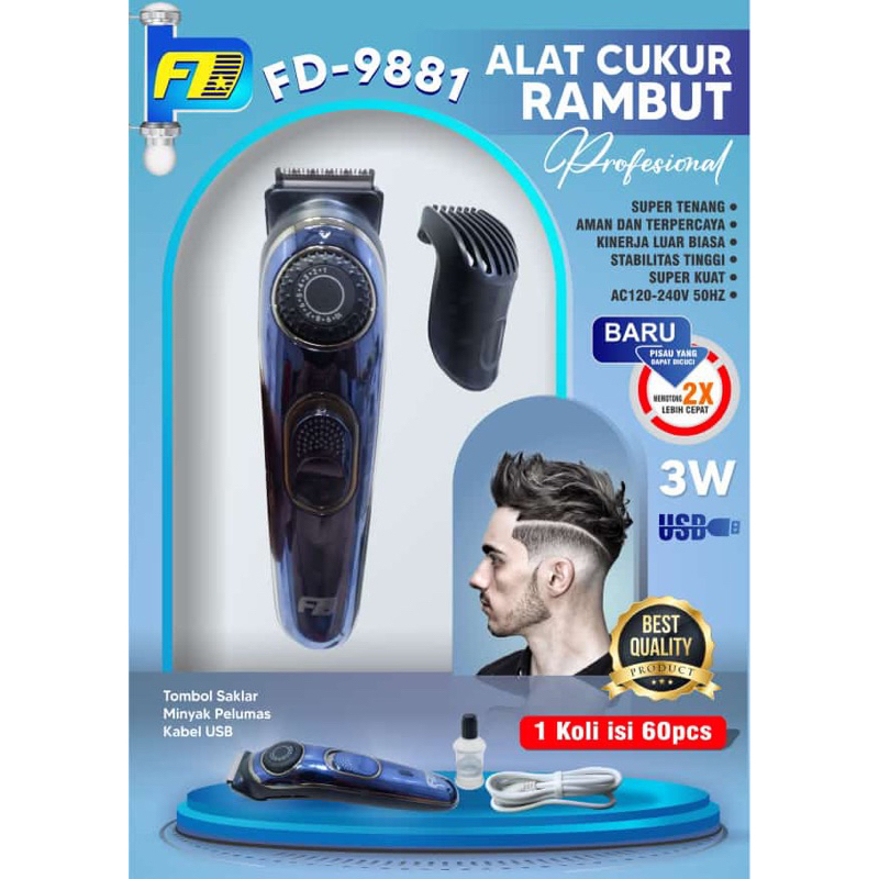 Original FD 9881 Alat Cukur Rambut Cas Proclipper Cukuran Rambut Alat Cukur Rambut Listrik Proclippe