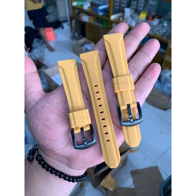 Strap tali jam tangan silicon original kuning limited lug 20mm lembut