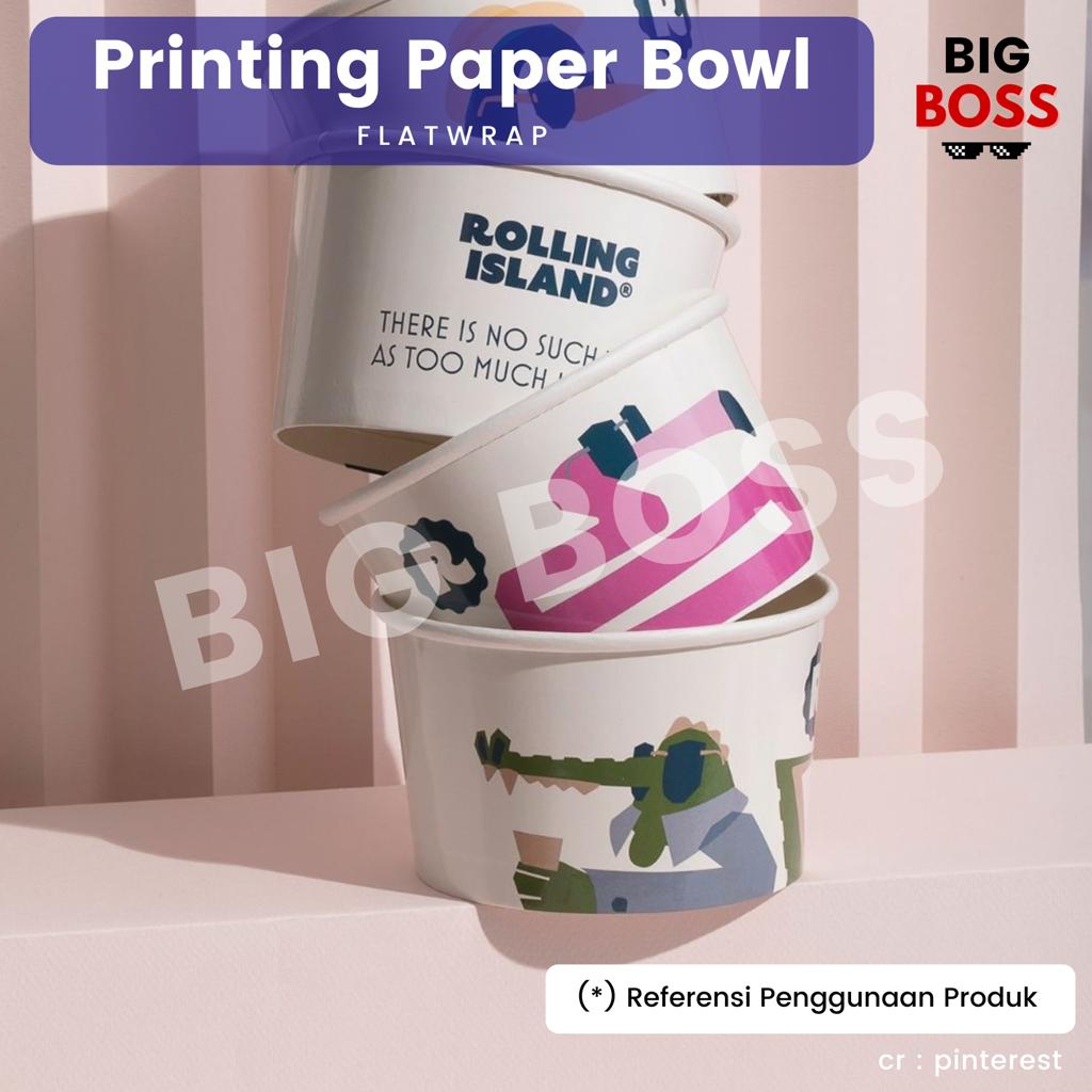 [CUSTOM PRINT] Printing Full Warna Paper Bowl / Mangkok Kertas Rice Bowl 360ml 500ml 650ml 800ml + Tutup/Lid min Qty 3000Pcs