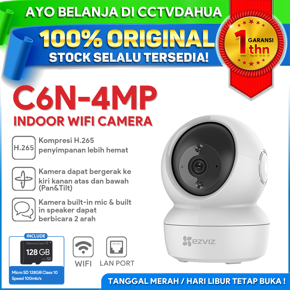 EZVIZ C6N 4MP 2K FREE MICRO SD 128GB CCTV SMART IP GARANSI RESMI INDO