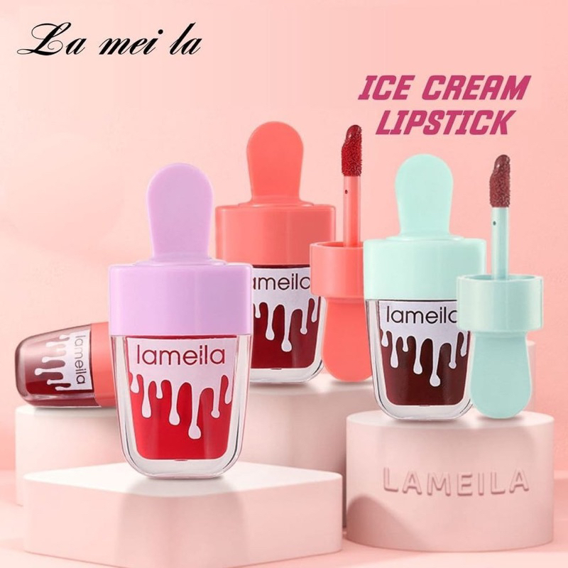 LAMEILA Lip Tint Ice Cream Es Krim Waterproof Lipstick Lip Glaze Liptint Moisturizing and Long Lasting