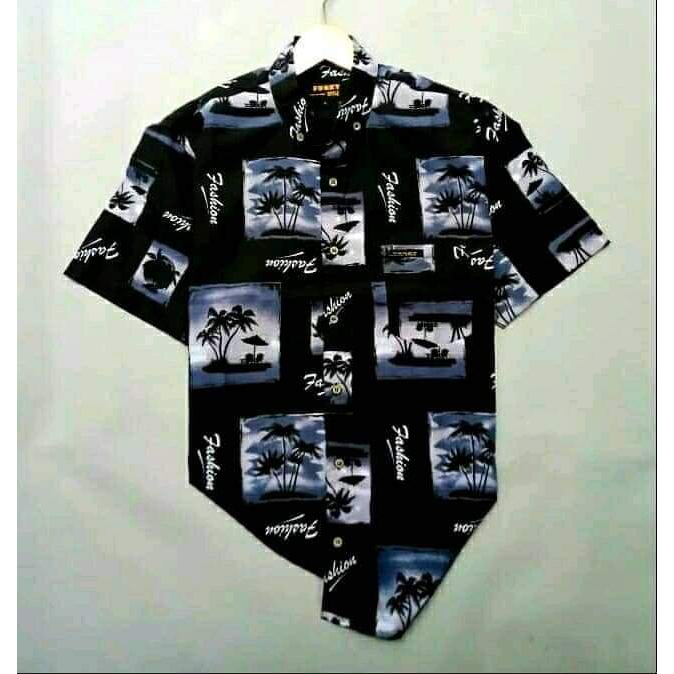 KEMEJA MOTIF SURFING PRIA LENGAN PENDEK