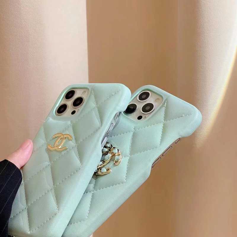 Casing Mint Green Chnl Leather Iphone Case Leather for Iphone 12 13 14 Pro Max 12Pro 13Pro 14Pro 14Promax 13Promax 12Promax 14 Plus