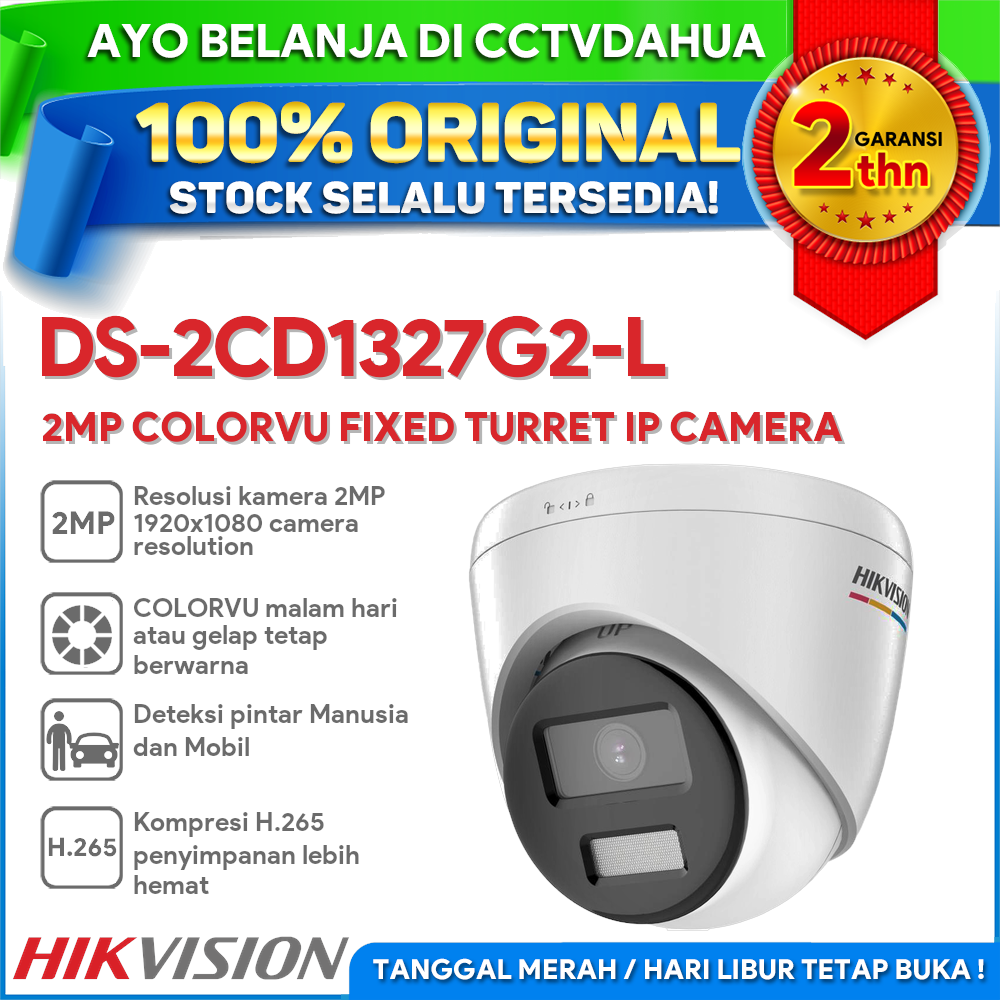 HIKVISION DS-2CD1327G2-L 2MP COLORVU MD FIXED TURRET NETWORK CAMERA