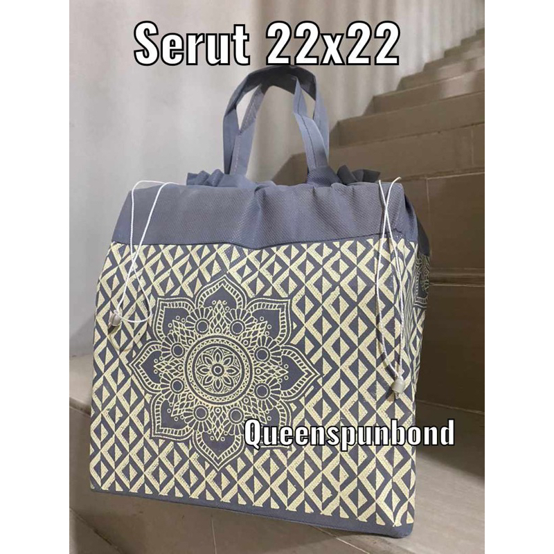 HARGA LUSIN ISI 12 BIJI-TAS HAJATAN SERUT GSM 50MURNI BUKAN ABAL ABAL (DESKRIPSI 60 PADAHAL FISIKNYA BUKAN 60  MURNI ) 22x22 BATIK TENGAH-WARNAIKUT STOK•