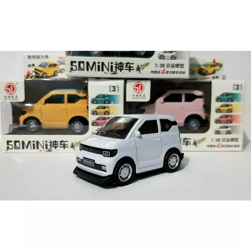 Diecast Metal Mini Car Wuling EV Putih