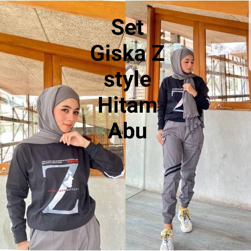 Pakaian Set Wanita  Kekinian/Set Giska Z Style Dan Set Giska Zolaqu All Size/Matt Babyterry Mix Moscrepe