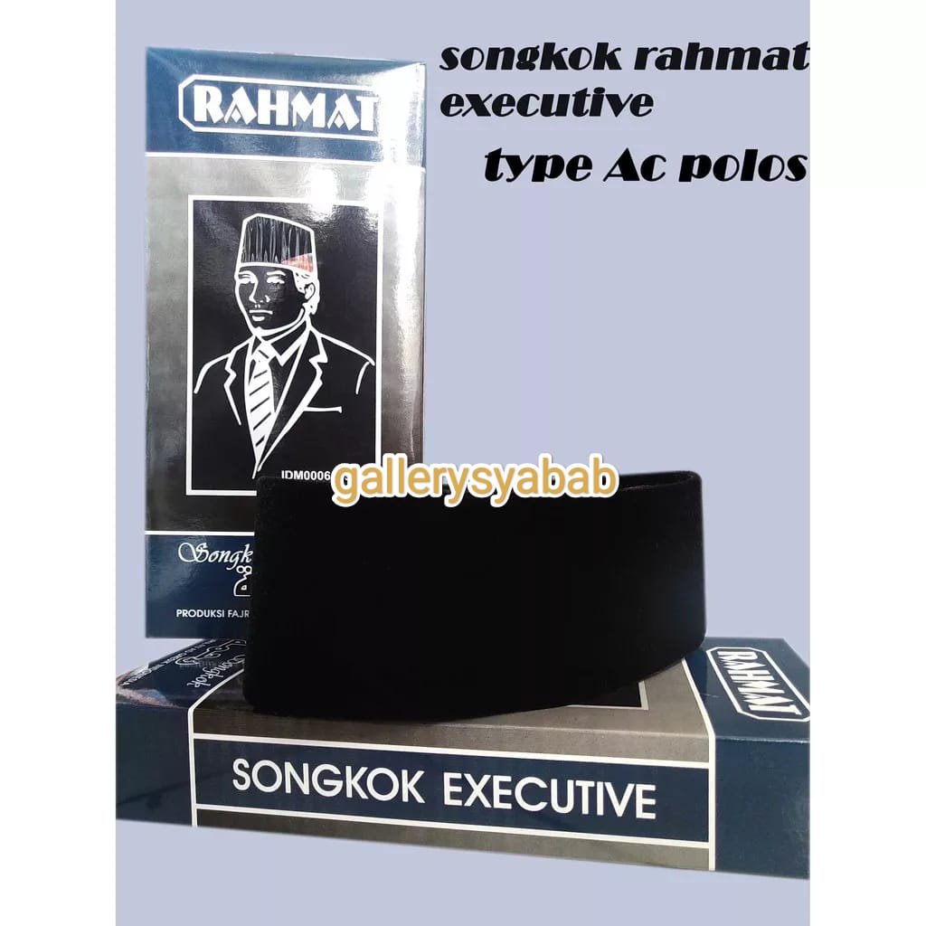 PECI KOPIAH SONGKOK EXECUTIVE HITAM POLOS RAHMAT AC