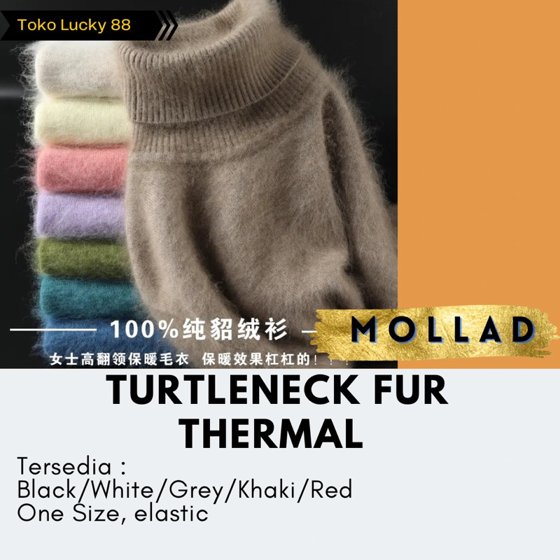 IMPORT MOLLAD Turtleneck Fur sweater pullover bulu rajut Infinity lembut thermal hangat winter musim dingin korea