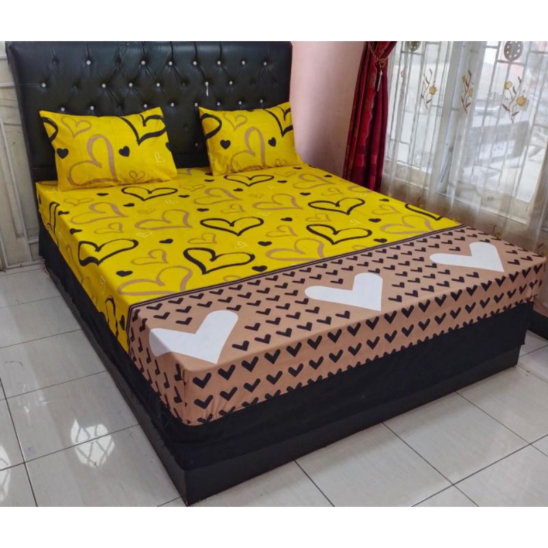 SPREI AESTHETIC 160X200 Gratis (2Sarban +2 Sargul) SEPRAI KATUN HOMEMADE MOTIF MURAH QUEEN SIZE KARAKTER KEKINIAN BLACK BOXY HITAM KOTAK HITAM BUNGA VIRAL ADEM TIDAK LUNTUR